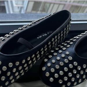 Studded Black Women's Ballet Flats